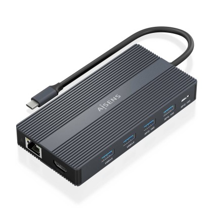 AISENS ASUC-12P017-GR replicatore di porte e docking station per laptop Cablato USB 3.2 Gen 1 (3.1 Gen 1) Type-C Grigio
