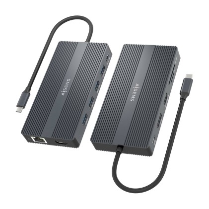 AISENS ASUC-12P017-GR replicatore di porte e docking station per laptop Cablato USB 3.2 Gen 1 (3.1 Gen 1) Type-C Grigio