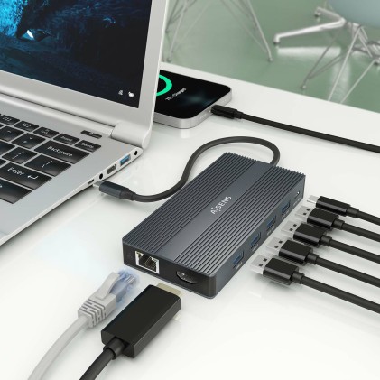 AISENS ASUC-12P017-GR replicatore di porte e docking station per laptop Cablato USB 3.2 Gen 1 (3.1 Gen 1) Type-C Grigio