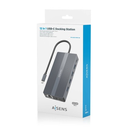 AISENS ASUC-12P017-GR replicatore di porte e docking station per laptop Cablato USB 3.2 Gen 1 (3.1 Gen 1) Type-C Grigio