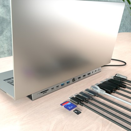 AISENS ASUC-13P042-GR replicatore di porte e docking station per laptop Cablato USB 3.2 Gen 1 (3.1 Gen 1) Type-C Grigio