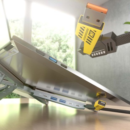 AISENS ASUC-4P021-GR replicatore di porte e docking station per laptop Cablato USB 3.2 Gen 1 (3.1 Gen 1) Type-C Grigio