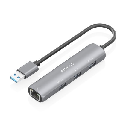 AISENS ASUC-4P034-GR replicatore di porte e docking station per laptop Cablato USB 3.2 Gen 1 (3.1 Gen 1) Type-A Grigio