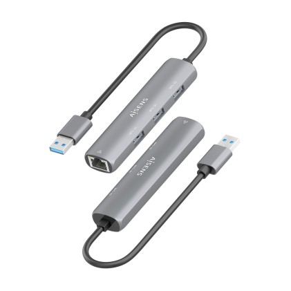 AISENS ASUC-4P034-GR replicatore di porte e docking station per laptop Cablato USB 3.2 Gen 1 (3.1 Gen 1) Type-A Grigio