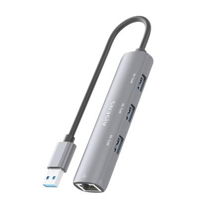AISENS ASUC-4P034-GR replicatore di porte e docking station per laptop Cablato USB 3.2 Gen 1 (3.1 Gen 1) Type-A Grigio