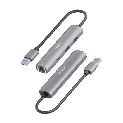 AISENS ASUC-4P035-GR replicatore di porte e docking station per laptop Cablato USB 3.2 Gen 1 (3.1 Gen 1) Type-A Grigio