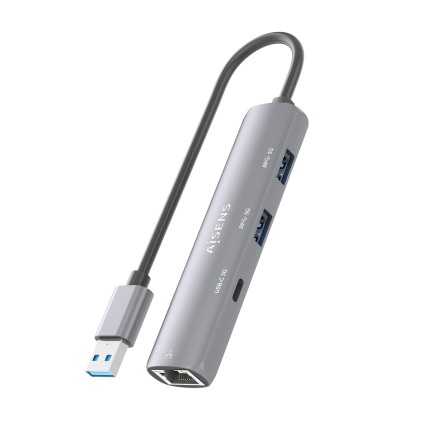 AISENS ASUC-4P035-GR replicatore di porte e docking station per laptop Cablato USB 3.2 Gen 1 (3.1 Gen 1) Type-A Grigio