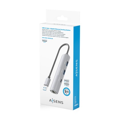 AISENS ASUC-4P035-GR replicatore di porte e docking station per laptop Cablato USB 3.2 Gen 1 (3.1 Gen 1) Type-A Grigio