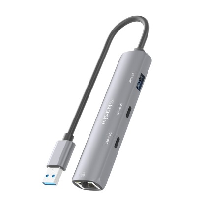 AISENS ASUC-4P036-GR replicatore di porte e docking station per laptop Cablato USB 3.2 Gen 1 (3.1 Gen 1) Type-A Grigio