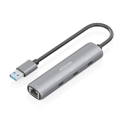 AISENS ASUC-4P037-GR replicatore di porte e docking station per laptop Cablato USB 3.2 Gen 1 (3.1 Gen 1) Type-A Grigio