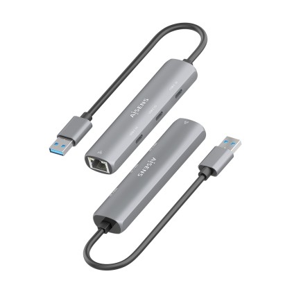 AISENS ASUC-4P037-GR replicatore di porte e docking station per laptop Cablato USB 3.2 Gen 1 (3.1 Gen 1) Type-A Grigio