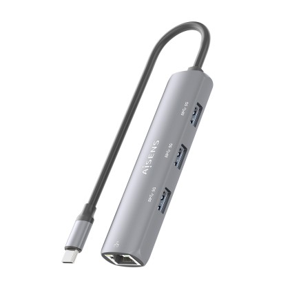 AISENS ASUC-4P038-GR replicatore di porte e docking station per laptop Cablato USB 3.2 Gen 1 (3.1 Gen 1) Type-C Grigio