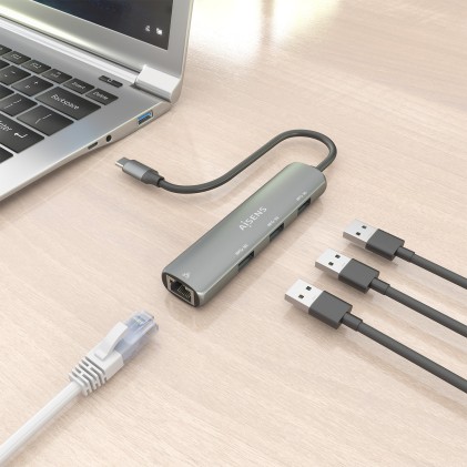 AISENS ASUC-4P038-GR replicatore di porte e docking station per laptop Cablato USB 3.2 Gen 1 (3.1 Gen 1) Type-C Grigio