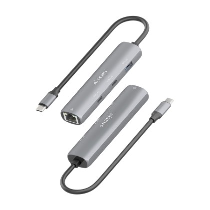 AISENS ASUC-4P040-GR replicatore di porte e docking station per laptop Cablato USB 3.2 Gen 1 (3.1 Gen 1) Type-C Grigio