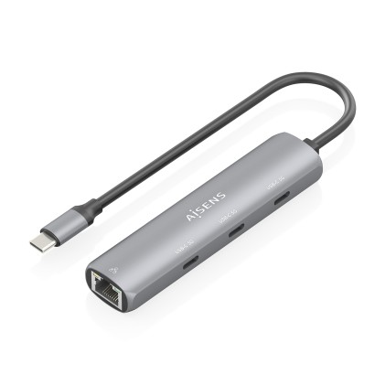 AISENS ASUC-4P041-GR replicatore di porte e docking station per laptop Cablato USB 3.2 Gen 1 (3.1 Gen 1) Type-C Grigio