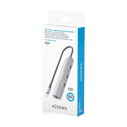 AISENS ASUC-4P041-GR replicatore di porte e docking station per laptop Cablato USB 3.2 Gen 1 (3.1 Gen 1) Type-C Grigio