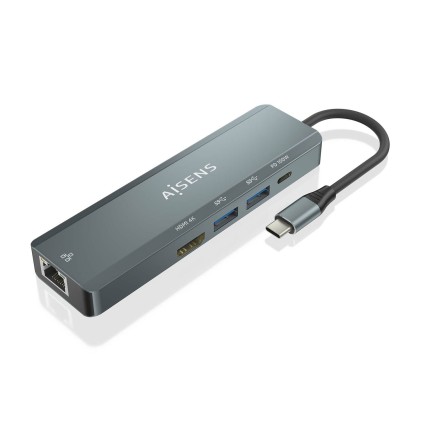 AISENS ASUC-5P011-GR replicatore di porte e docking station per laptop Cablato USB 3.2 Gen 1 (3.1 Gen 1) Type-C Grigio