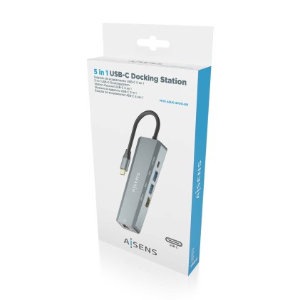AISENS ASUC-5P011-GR replicatore di porte e docking station per laptop Cablato USB 3.2 Gen 1 (3.1 Gen 1) Type-C Grigio