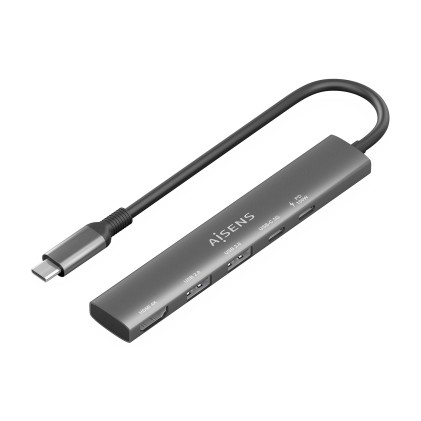 AISENS ASUC-5P022-GR replicatore di porte e docking station per laptop Cablato USB 3.2 Gen 1 (3.1 Gen 1) Type-C Grigio