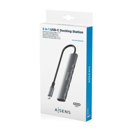 AISENS ASUC-5P022-GR replicatore di porte e docking station per laptop Cablato USB 3.2 Gen 1 (3.1 Gen 1) Type-C Grigio