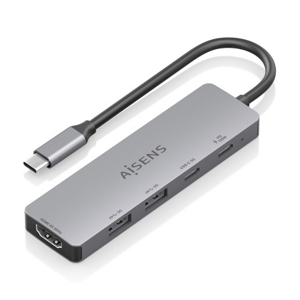 AISENS ASUC-5P028-GR replicatore di porte e docking station per laptop Cablato USB 3.2 Gen 1 (3.1 Gen 1) Type-C Grigio