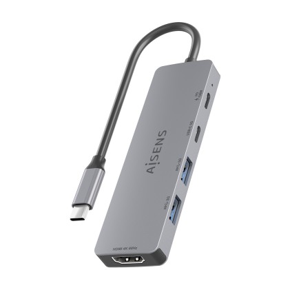 AISENS ASUC-5P028-GR replicatore di porte e docking station per laptop Cablato USB 3.2 Gen 1 (3.1 Gen 1) Type-C Grigio