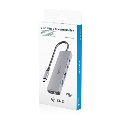 AISENS ASUC-5P028-GR replicatore di porte e docking station per laptop Cablato USB 3.2 Gen 1 (3.1 Gen 1) Type-C Grigio