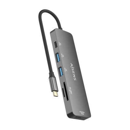 AISENS ASUC-6P016-GR replicatore di porte e docking station per laptop Cablato USB 3.2 Gen 1 (3.1 Gen 1) Type-C Grigio