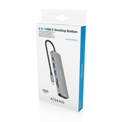 AISENS ASUC-6P016-GR replicatore di porte e docking station per laptop Cablato USB 3.2 Gen 1 (3.1 Gen 1) Type-C Grigio