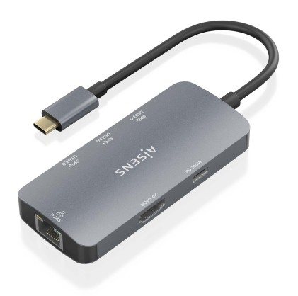 AISENS ASUC-6P019-GR replicatore di porte e docking station per laptop Cablato USB 3.2 Gen 1 (3.1 Gen 1) Type-C Grigio