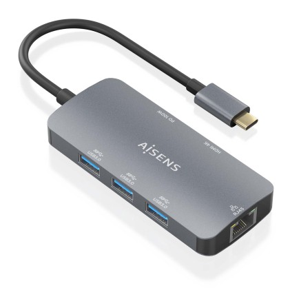 AISENS ASUC-6P019-GR replicatore di porte e docking station per laptop Cablato USB 3.2 Gen 1 (3.1 Gen 1) Type-C Grigio
