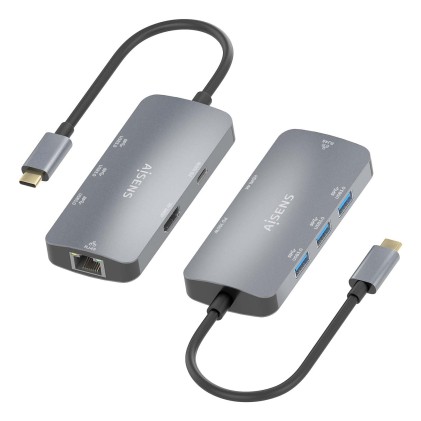 AISENS ASUC-6P019-GR replicatore di porte e docking station per laptop Cablato USB 3.2 Gen 1 (3.1 Gen 1) Type-C Grigio