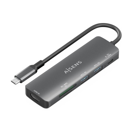 AISENS ASUC-6P023-GR replicatore di porte e docking station per laptop Cablato USB 3.2 Gen 1 (3.1 Gen 1) Type-C Grigio
