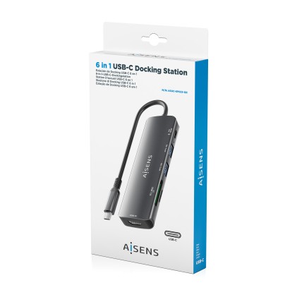 AISENS ASUC-6P023-GR replicatore di porte e docking station per laptop Cablato USB 3.2 Gen 1 (3.1 Gen 1) Type-C Grigio