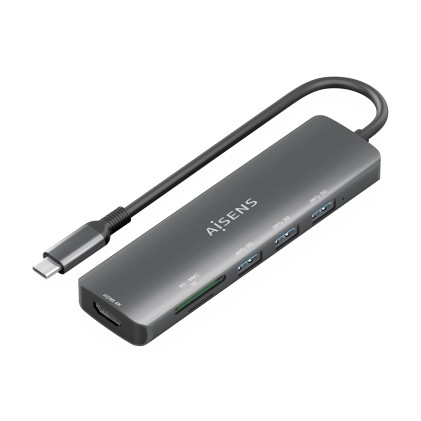 AISENS ASUC-6P024-GR replicatore di porte e docking station per laptop Cablato USB 3.2 Gen 1 (3.1 Gen 1) Type-C Grigio