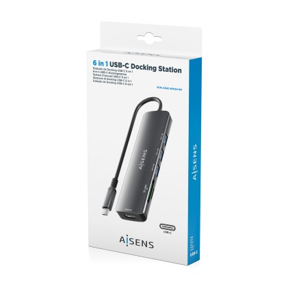 AISENS ASUC-6P024-GR replicatore di porte e docking station per laptop Cablato USB 3.2 Gen 1 (3.1 Gen 1) Type-C Grigio