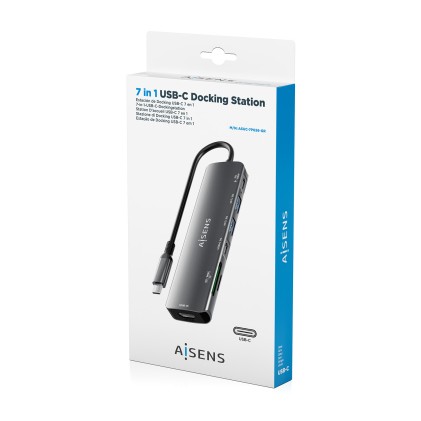 AISENS ASUC-7P026-GR replicatore di porte e docking station per laptop Cablato USB 3.2 Gen 1 (3.1 Gen 1) Type-C Grigio