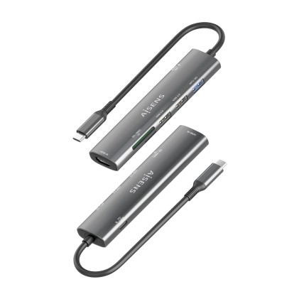 AISENS ASUC-7P027-GR replicatore di porte e docking station per laptop Cablato USB 3.2 Gen 1 (3.1 Gen 1) Type-C Grigio