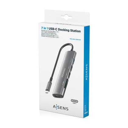 AISENS ASUC-7P027-GR replicatore di porte e docking station per laptop Cablato USB 3.2 Gen 1 (3.1 Gen 1) Type-C Grigio