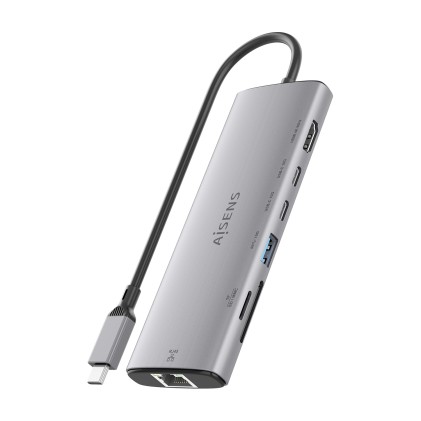 AISENS ASUC-7P032-GR replicatore di porte e docking station per laptop Cablato USB 3.2 Gen 1 (3.1 Gen 1) Type-C Grigio