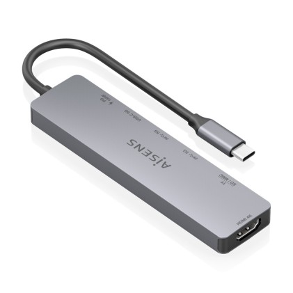 AISENS ASUC-7P048-GR replicatore di porte e docking station per laptop Cablato USB 3.2 Gen 1 (3.1 Gen 1) Type-C Grigio