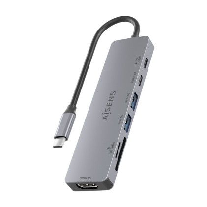 AISENS ASUC-7P048-GR replicatore di porte e docking station per laptop Cablato USB 3.2 Gen 1 (3.1 Gen 1) Type-C Grigio