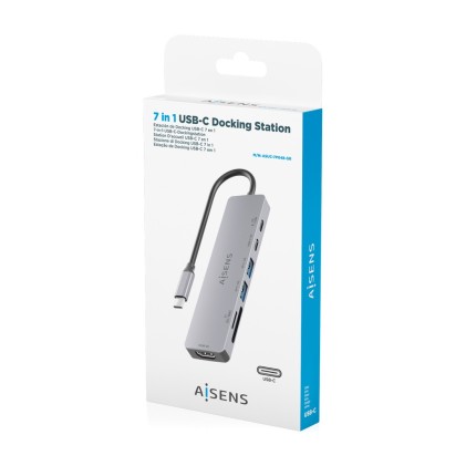 AISENS ASUC-7P048-GR replicatore di porte e docking station per laptop Cablato USB 3.2 Gen 1 (3.1 Gen 1) Type-C Grigio