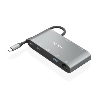 AISENS ASUC-8P010-GR replicatore di porte e docking station per laptop Cablato USB 3.2 Gen 1 (3.1 Gen 1) Type-C Grigio