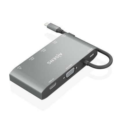 AISENS ASUC-8P010-GR replicatore di porte e docking station per laptop Cablato USB 3.2 Gen 1 (3.1 Gen 1) Type-C Grigio