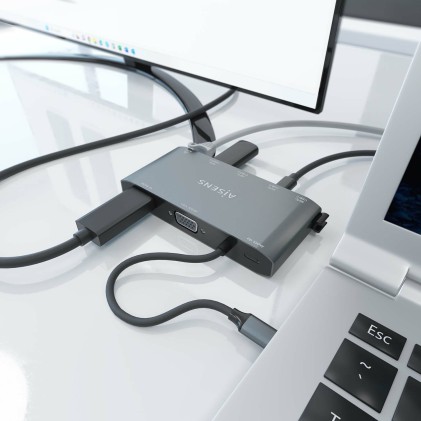 AISENS ASUC-8P010-GR replicatore di porte e docking station per laptop Cablato USB 3.2 Gen 1 (3.1 Gen 1) Type-C Grigio