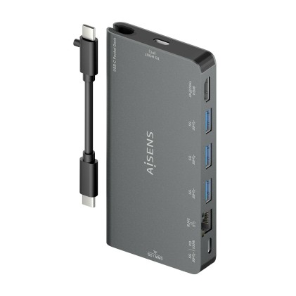 AISENS ASUC-8P015-GR replicatore di porte e docking station per laptop Cablato USB 3.2 Gen 1 (3.1 Gen 1) Type-C Grigio