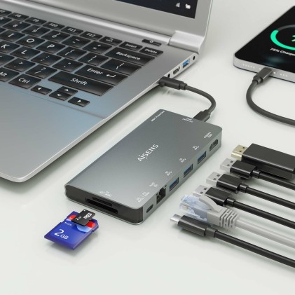 AISENS ASUC-8P015-GR replicatore di porte e docking station per laptop Cablato USB 3.2 Gen 1 (3.1 Gen 1) Type-C Grigio