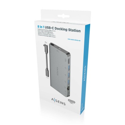 AISENS ASUC-8P015-GR replicatore di porte e docking station per laptop Cablato USB 3.2 Gen 1 (3.1 Gen 1) Type-C Grigio