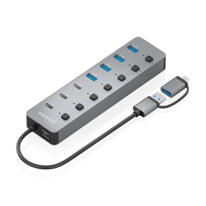 AISENS ASUC-8P043-GR hub di interfaccia USB 3.2 Gen 1 (3.1 Gen 1) Type-A 5000 Mbit/s Grigio